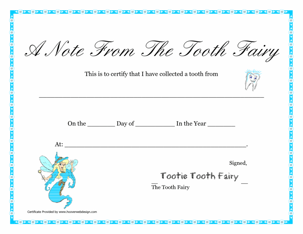 Free Tooth Fairy Certificate Template