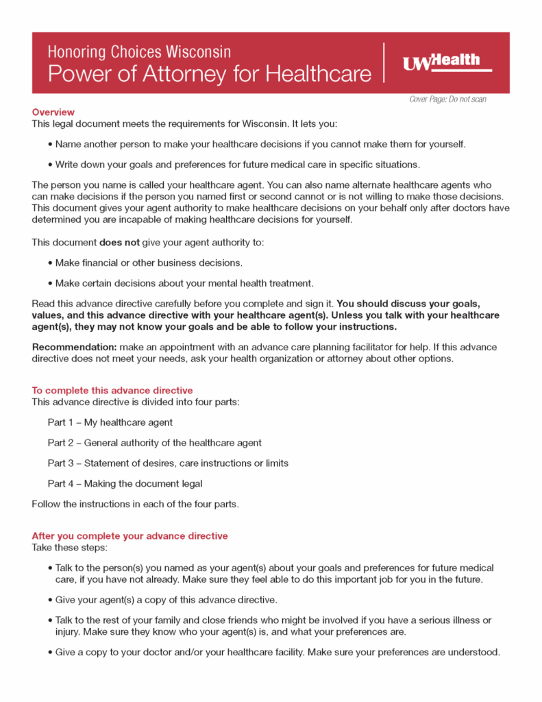 Free Wisconsin Advance Directive Form PDF EForms