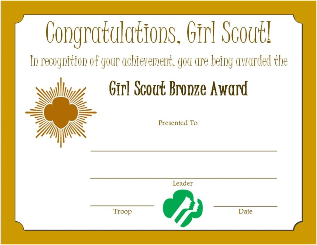 Girl Scout Bronze Award Certificate Girl Scout Gold Award Girl Scouts Girl Scout Silver Award