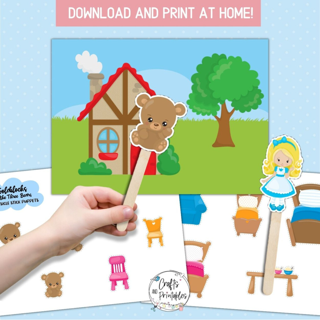 Goldilocks And The Three Bears Popsicle Stick Puppets Printable Crafts And Printables Shop