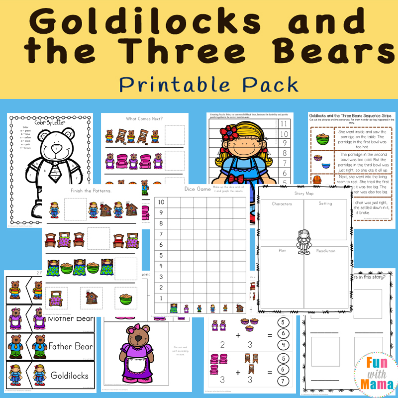 Goldilocks And The Three Bears Printable Pack Fun With Mama