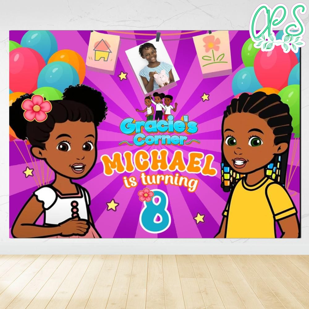 Gracie S Corner Birthday Backdrop Digital File Template DIY CustomPartyShirts