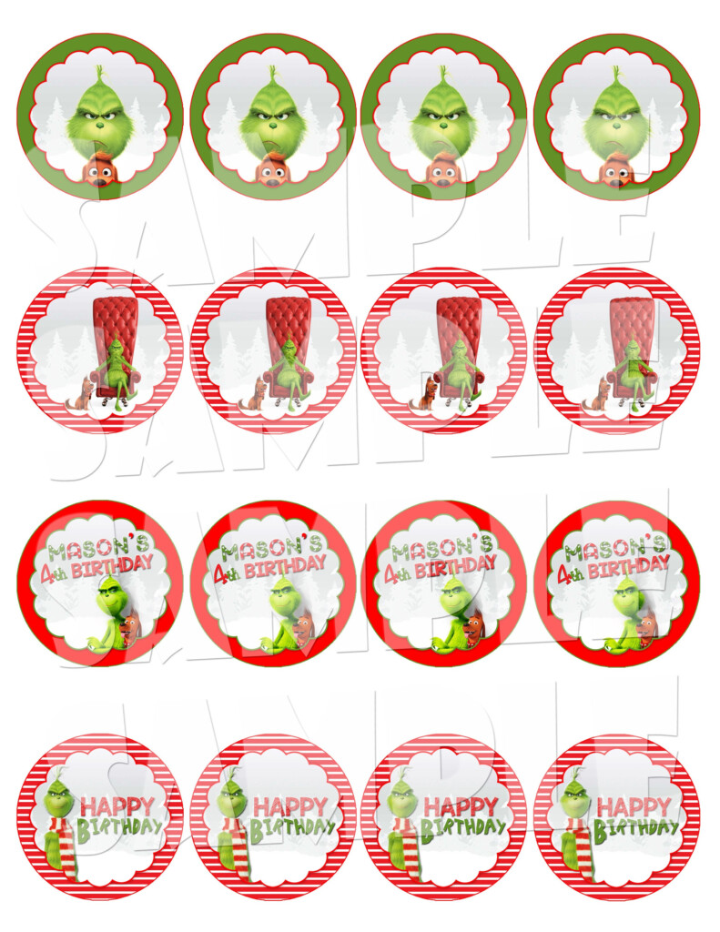 GRINCH CUPCAKE TOPPERS The Grinch Party Party Circles Etsy