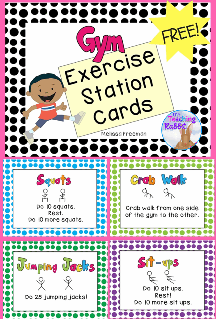 Gym Exercise Posters Preschool Gym Card Workout Physical Education Games