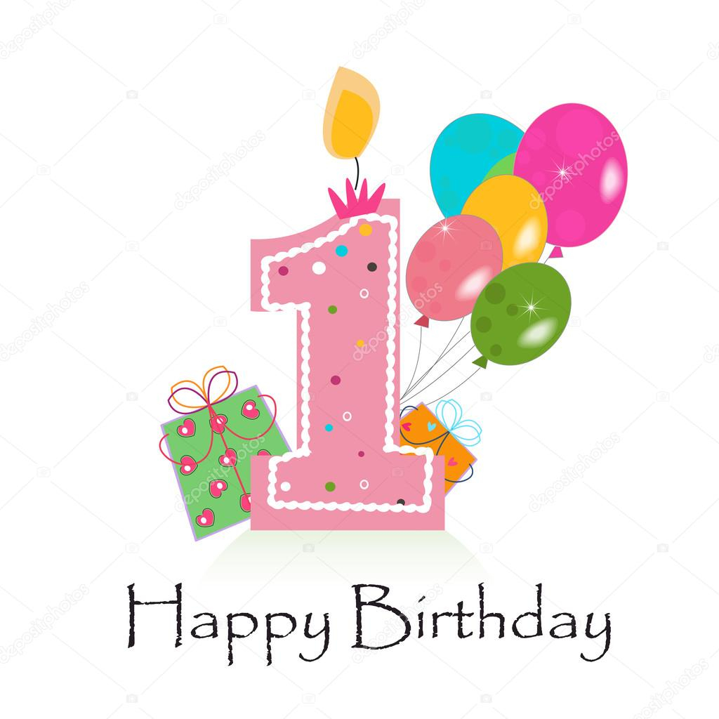 Happy First Birthday Card Vector Stock Vector Gulsengunel 56153029