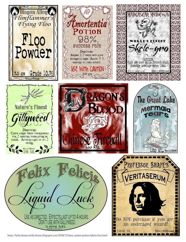 Harry Potter Potion Label Template