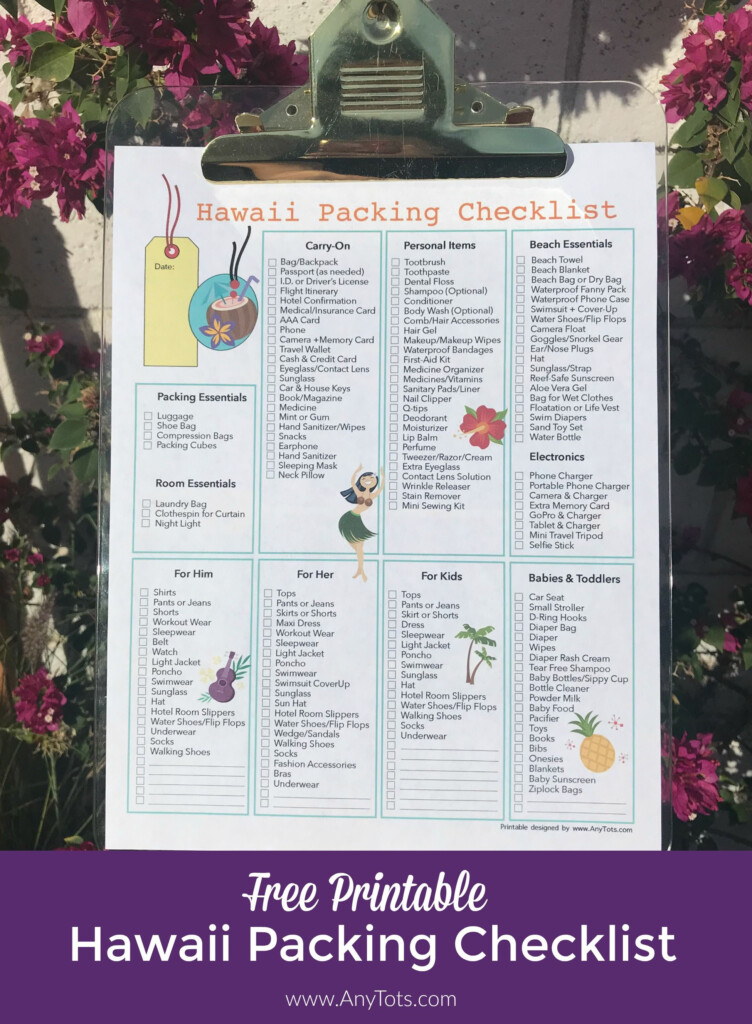 Hawaii Packing List FREE Printable Checklist Hawaii Packing List Hawaii Packing Packing