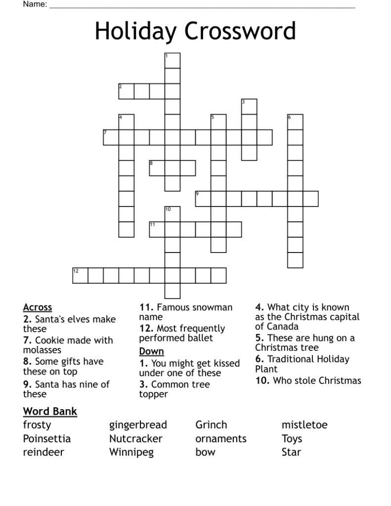Holiday Crossword WordMint