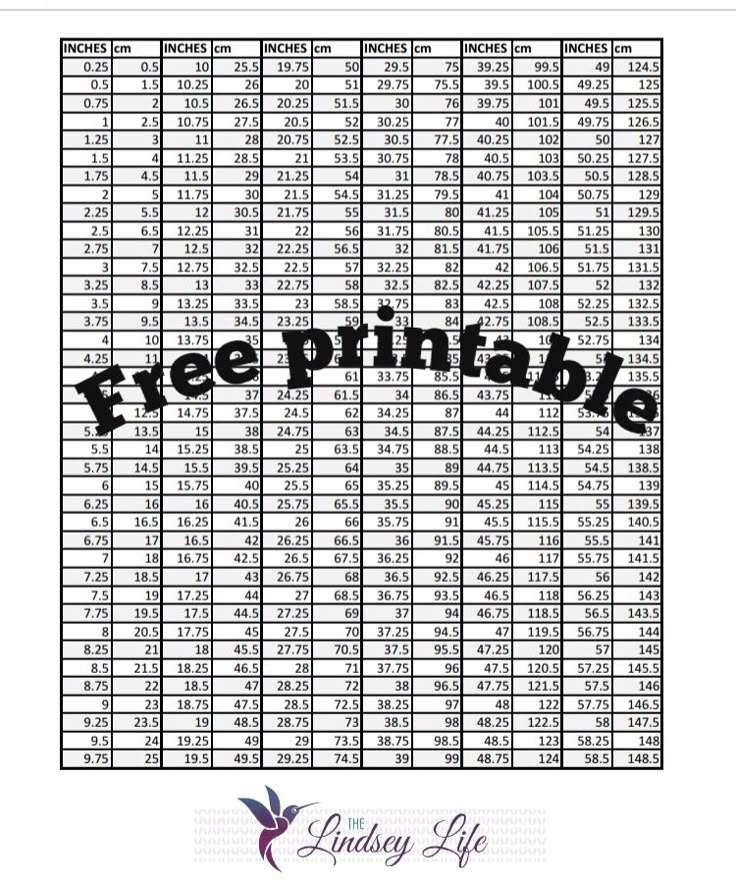Inches To Cm Chart Free Printable Dev onallcylinders