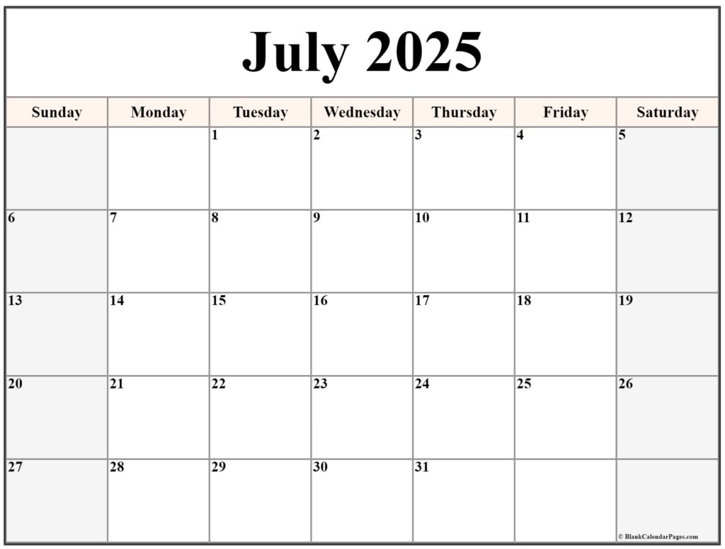July 2025 Calendar Free Printable Calendars