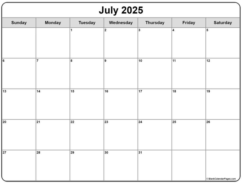 July 2025 Calendar Monthly Printable Plan And Organize Your Month Effectively Calendar 2025
