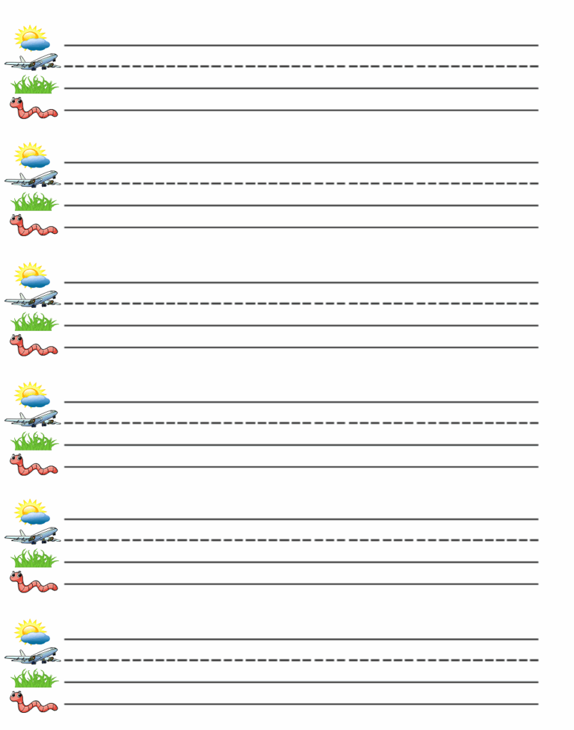 Kindergarten Lined Paper Printable Free Baseline Worm Line Lined 