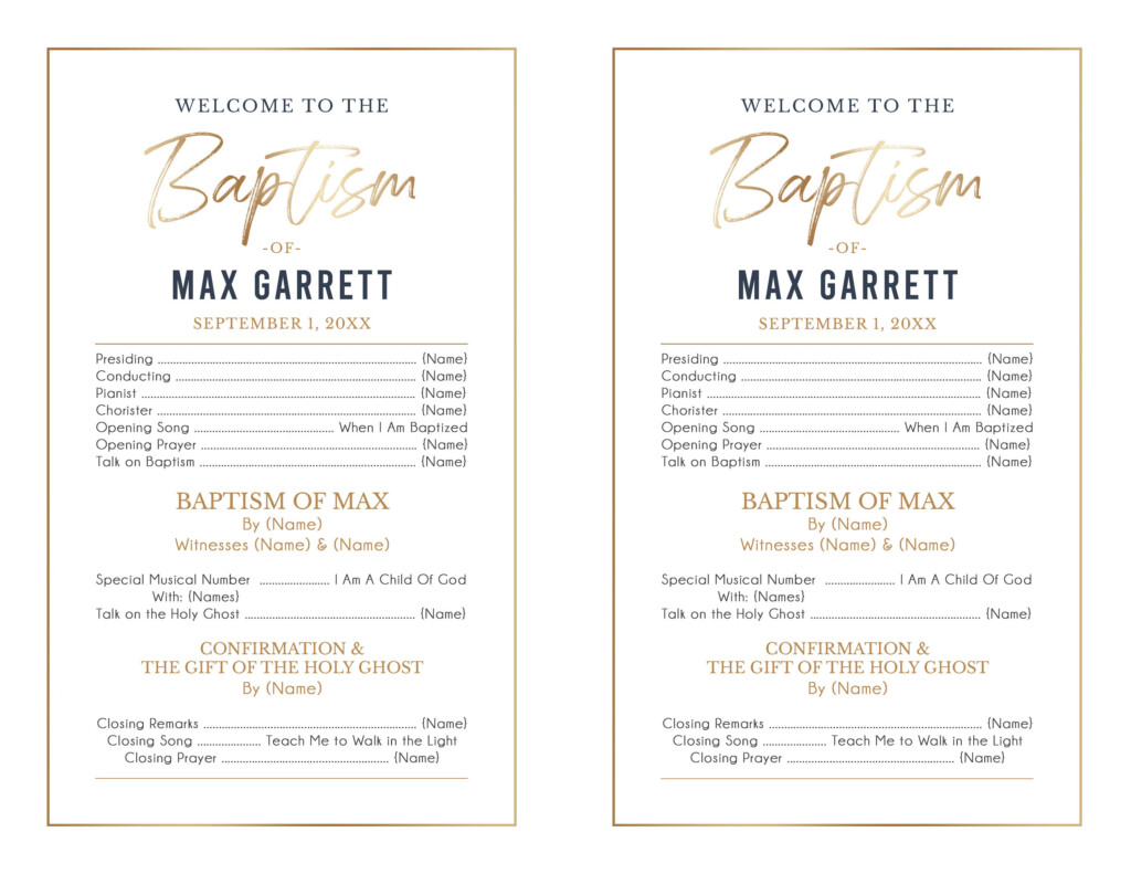 LDS Baptism Program 1 2 Sheet Baptism Program Boy Baptism Program Template LDS Baptism