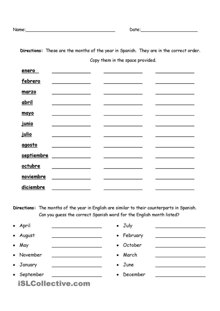Learn Spanish Printable Worksheets