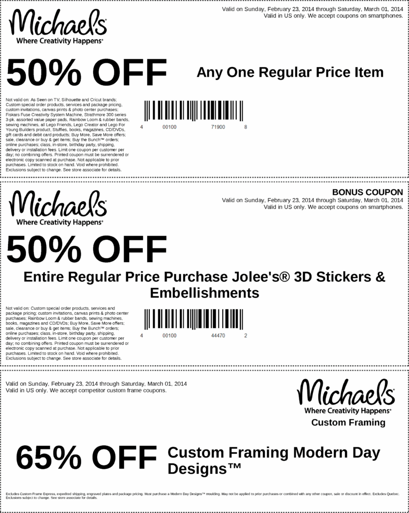 Michaels Coupon In Store Printable
