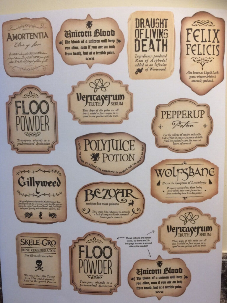 Miniature Free Printable Potion Labels Customize And Print