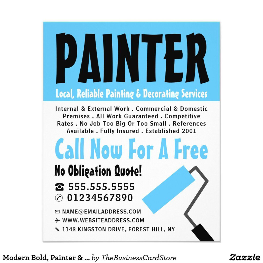 Modern Bold Painter Decorator Advertising Flyer Zazzle Advertising Flyers Painter And