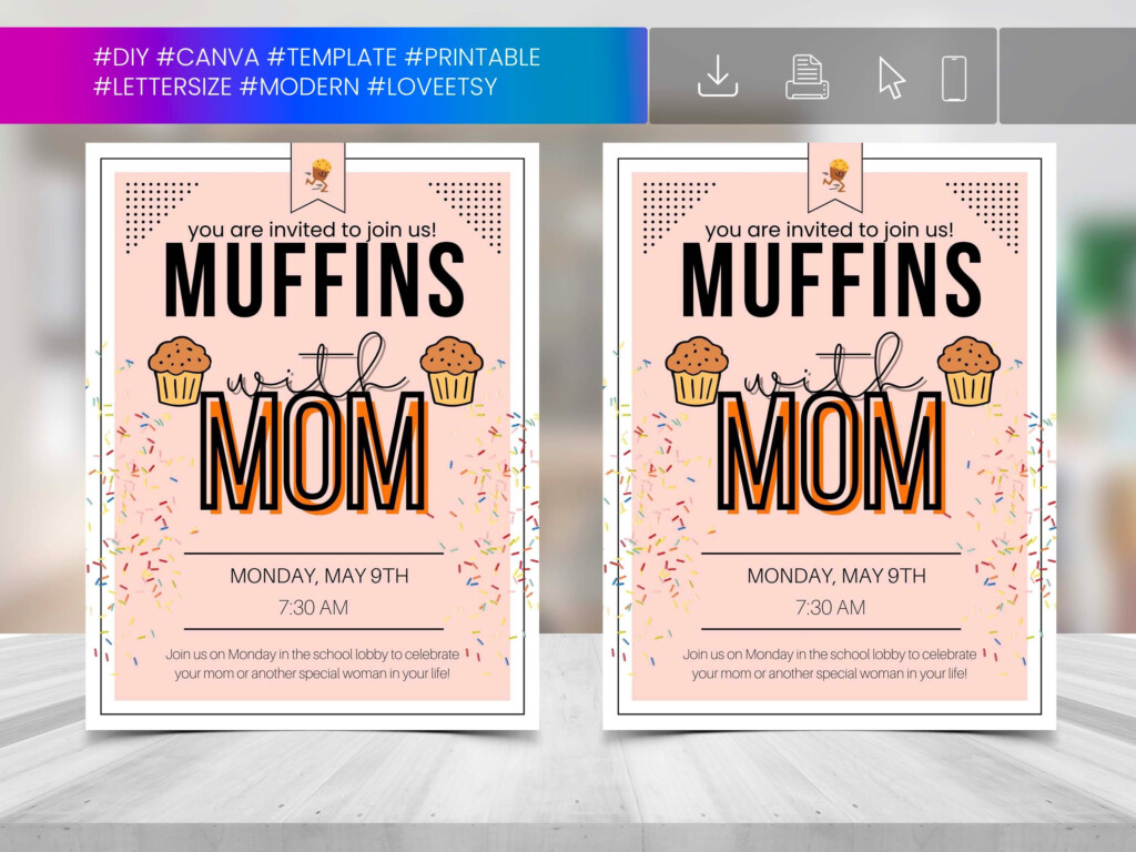 MUFFIN MOM FLYER Diy Editable Canva Template Printable Social Media Muffins With Mom Gift