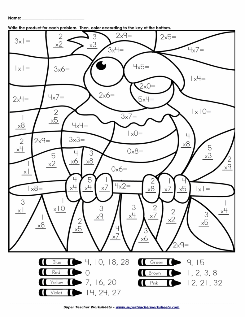 Multiplication Coloring Sheets Free Printable