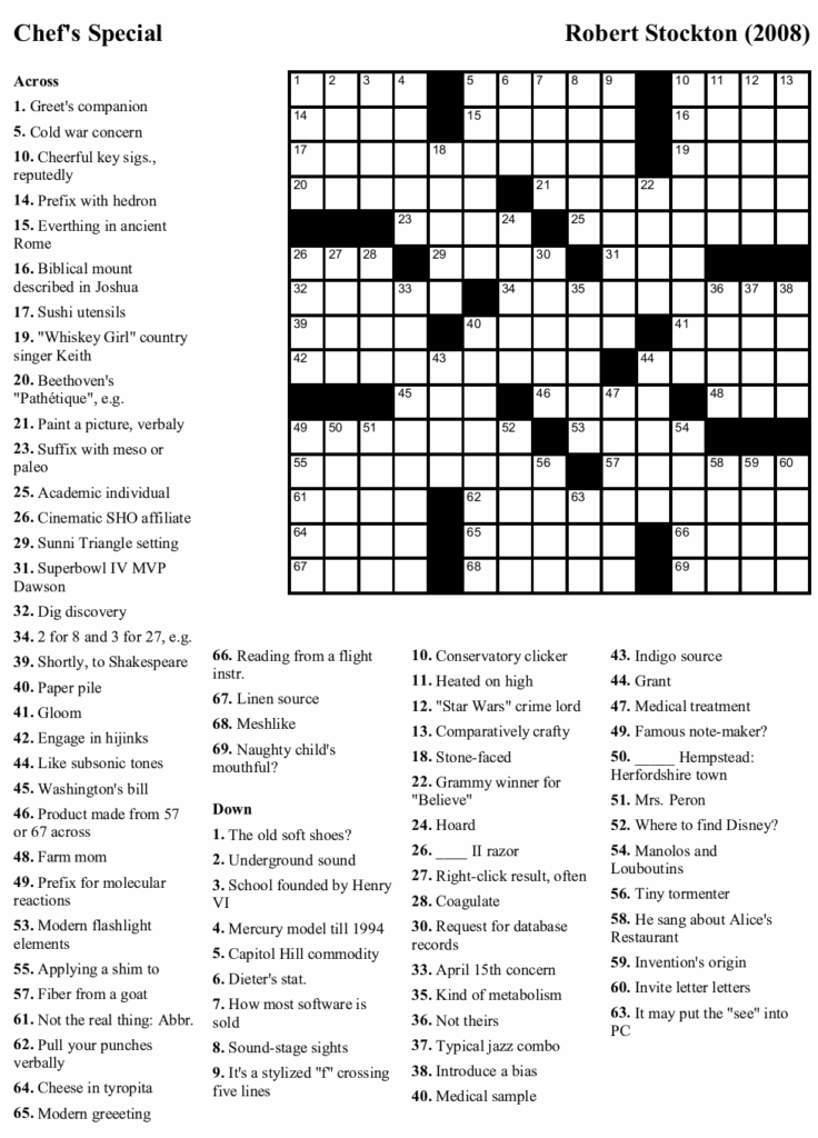 New York Times Daily Crossword Puzzle Printable Printable Crossword Puzzles