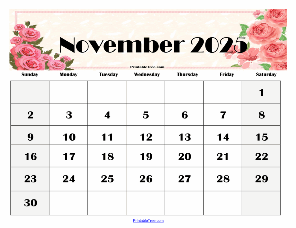 November 2025 Free Printable Calendar Celle Raphaela