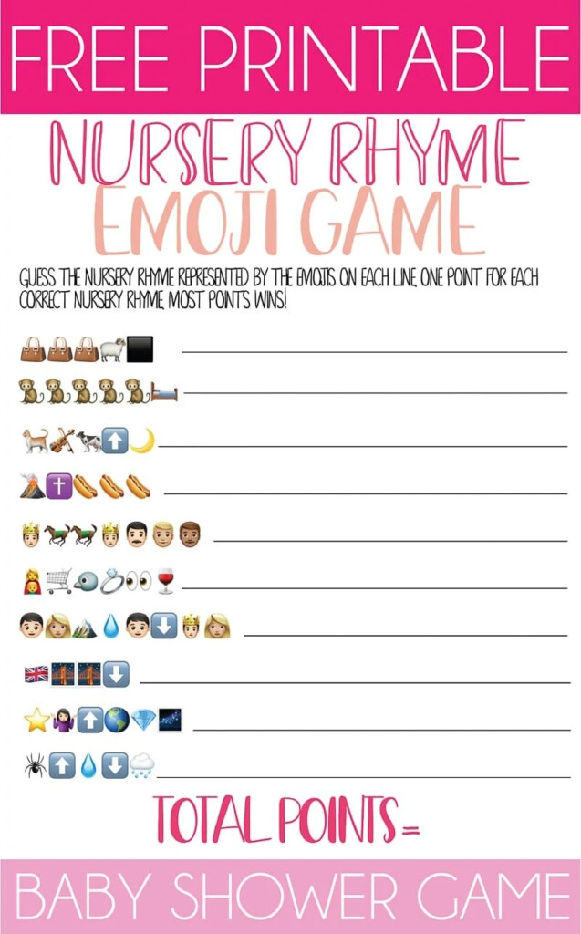 Nursery Rhyme Quiz Baby Shower Emoji Free Printable Nursery Rhyme Baby Shower Emoji Game Play
