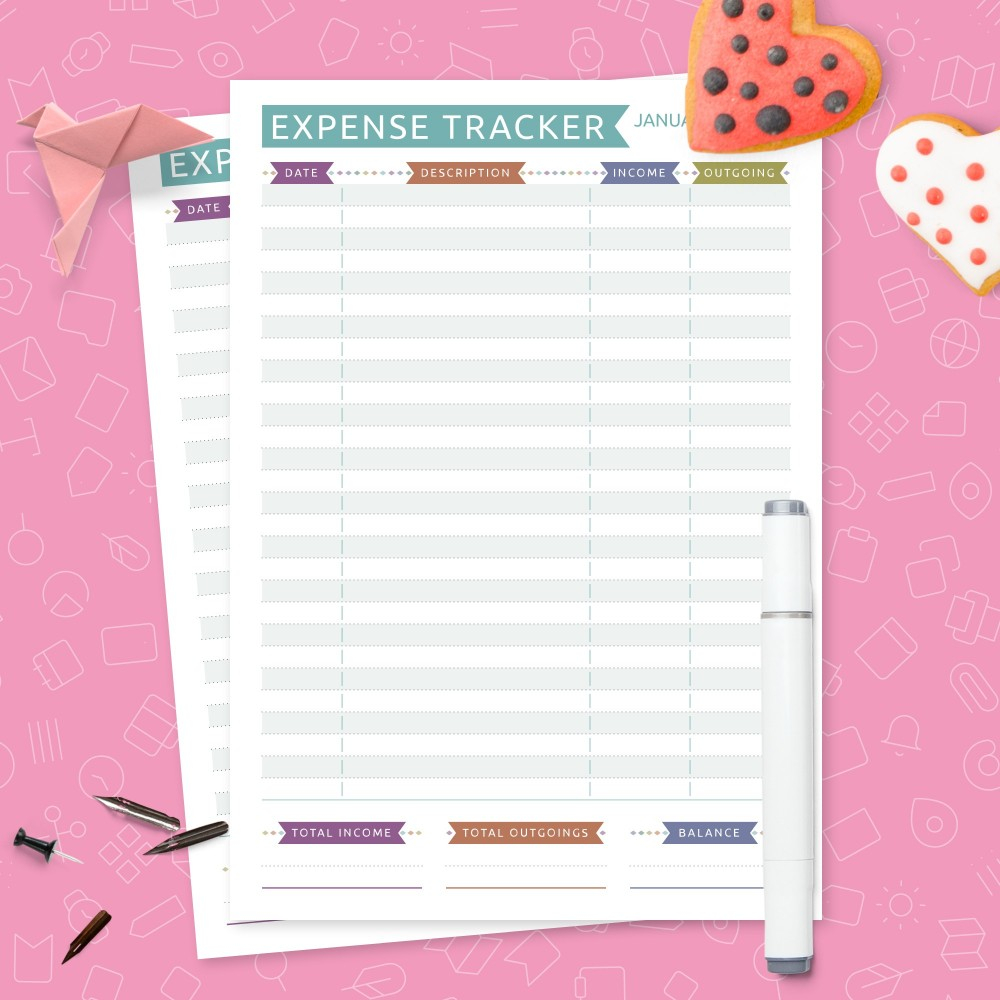 Personal Monthly Expense Tracker Template Printable PDF