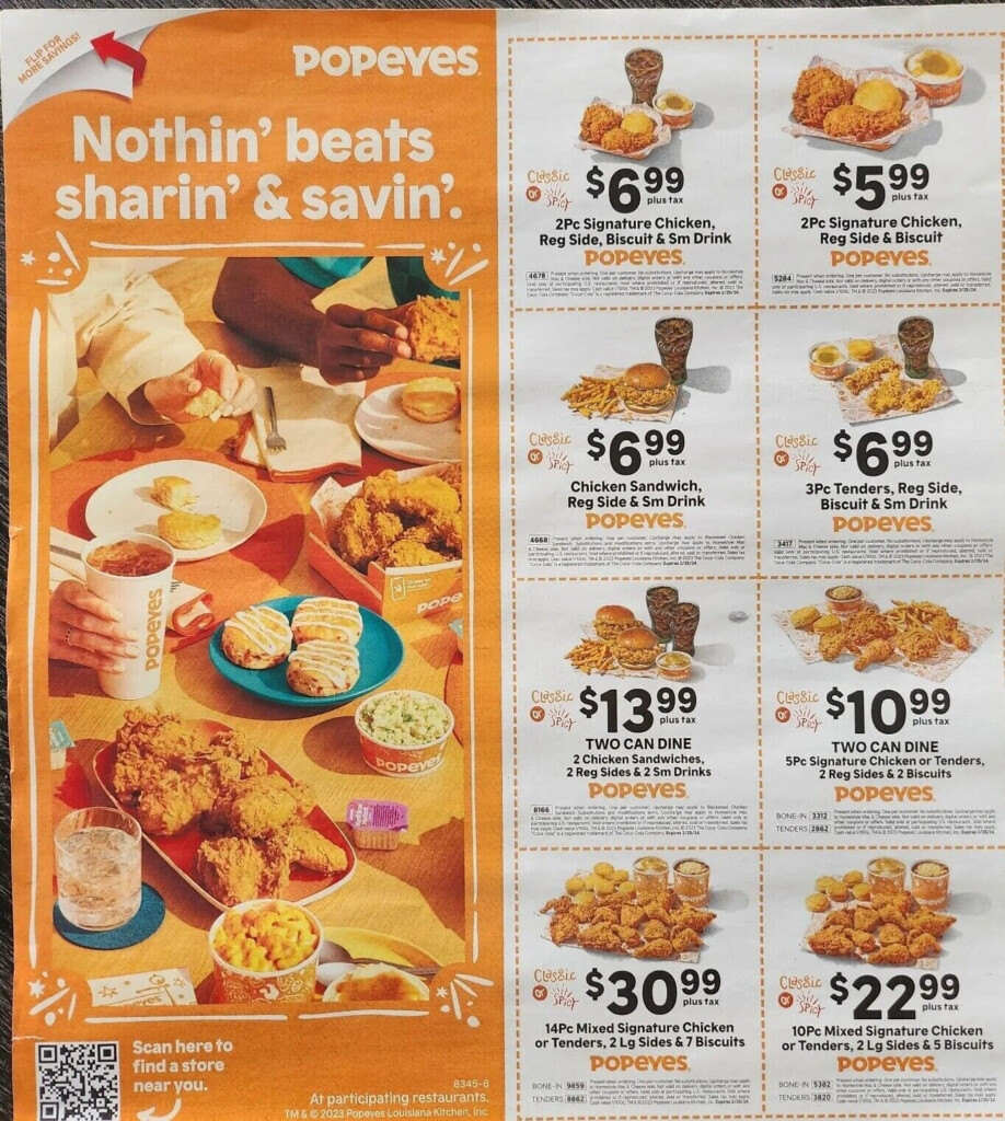Popeyes 16 Coupons 1 Sheet Exp 2 25 2024 Don T Fret About Debt