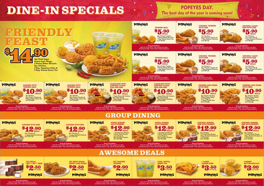 Popeyes Dine In Coupons Deals 1 Oct 15 Nov 2015 MoneyDigest Sg
