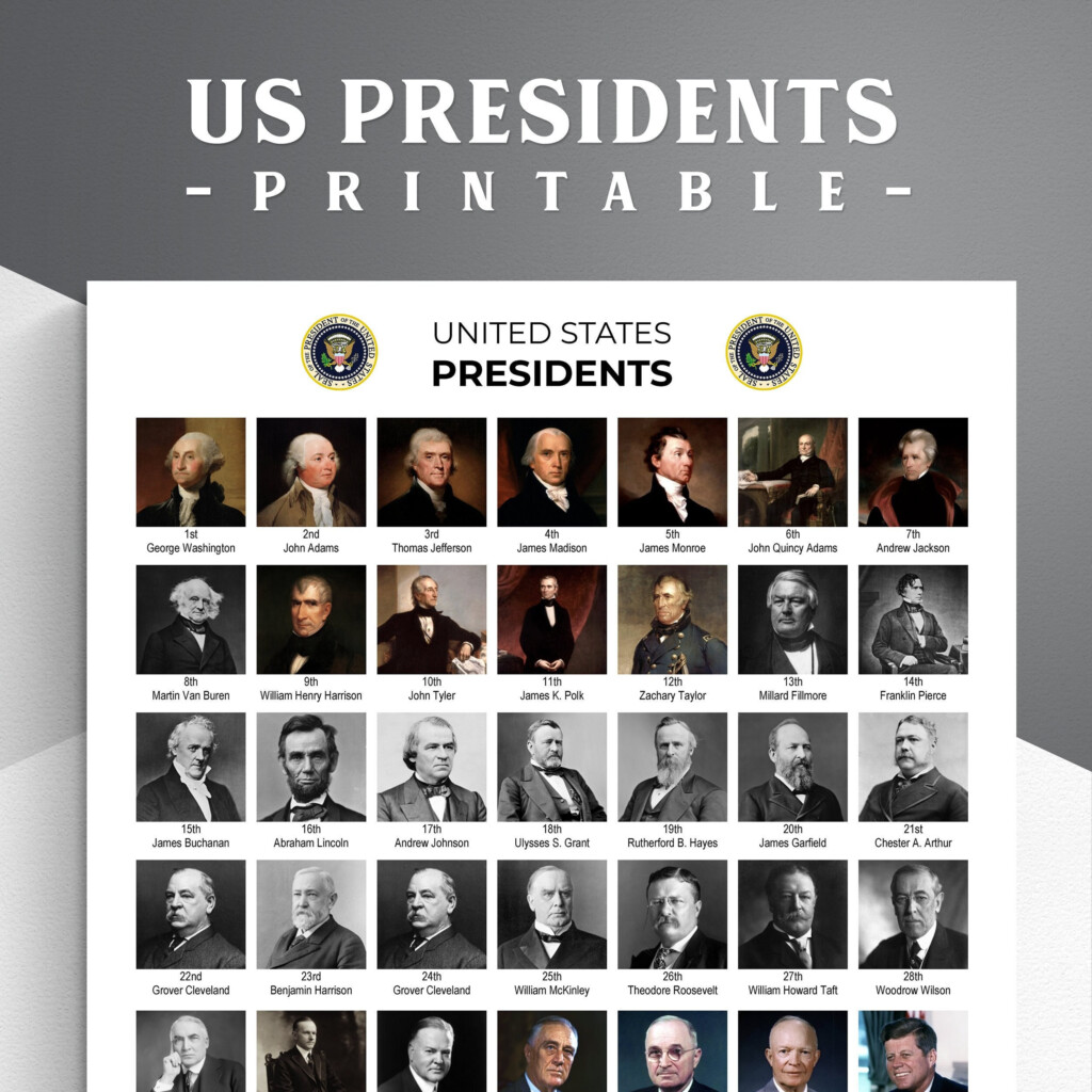 Presidents In Order Printable