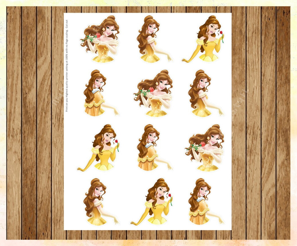 Princess Belle Cupcake Toppers Beauty The Beast Cupcake Etsy