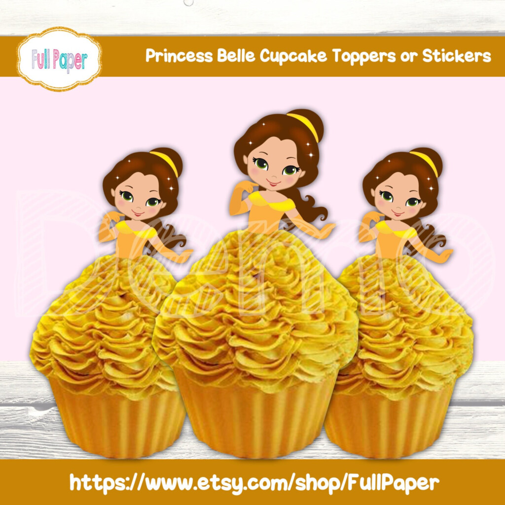 Printable Belle Cupcake Toppers Or Stickers Princess Cupcake Etsy