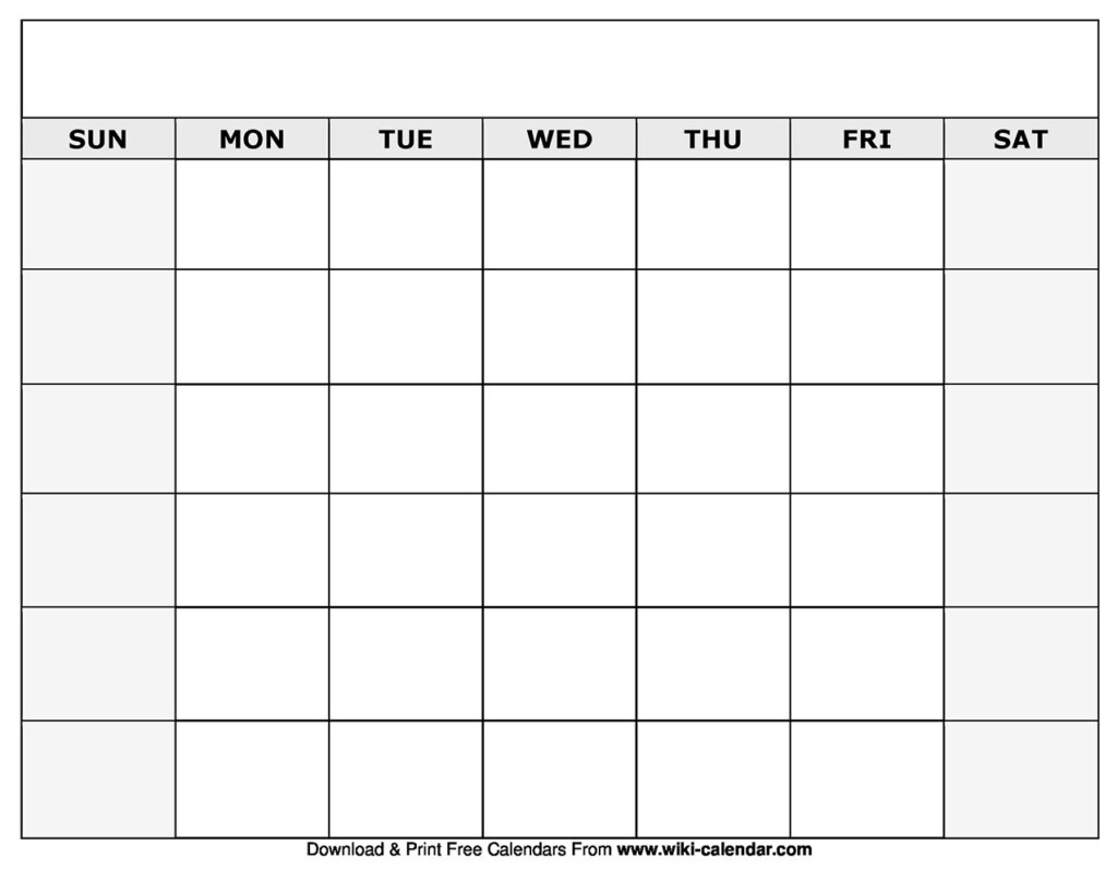 Printable Blank Monthly Calendar Template