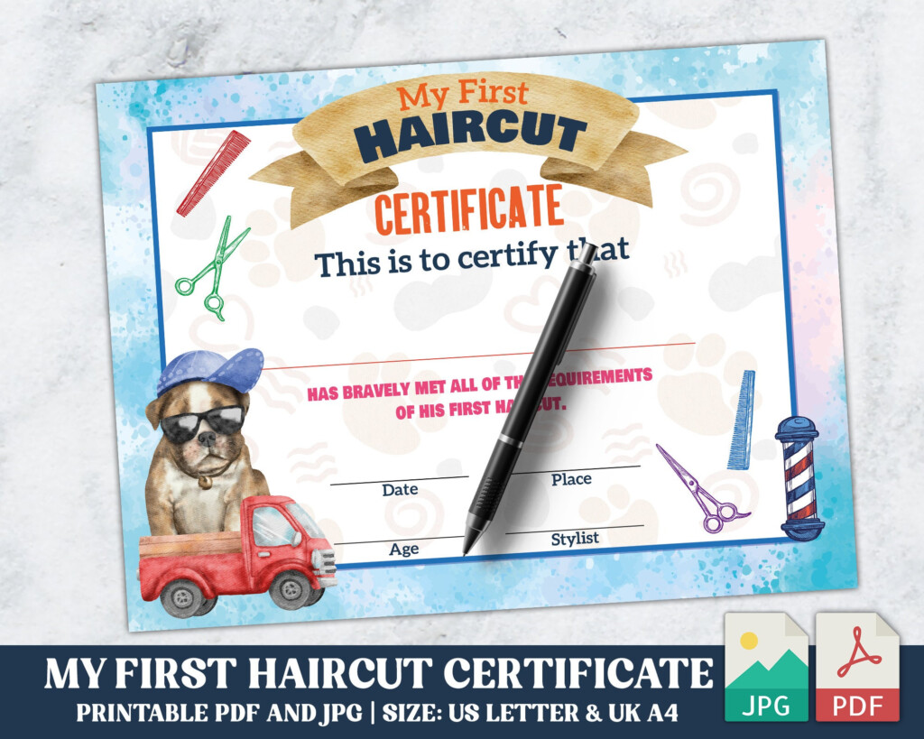 PRINTABLE Blank PDF First Haircut Certificate BOYS Blue Etsy