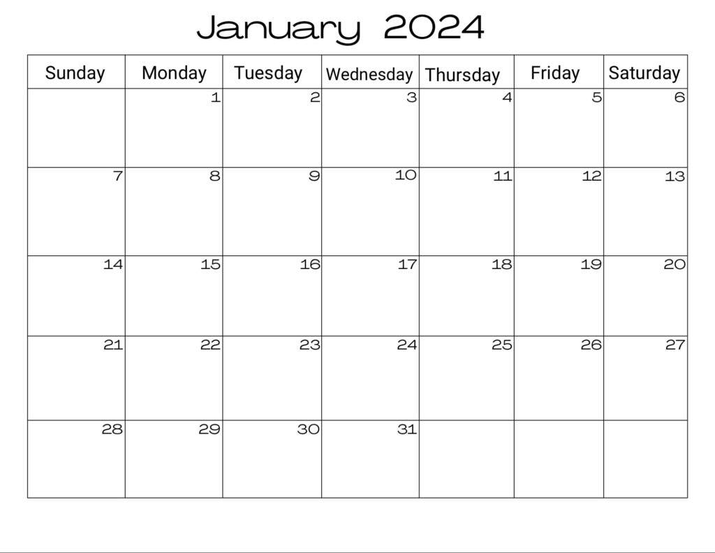 Printable Calendar January 2024 Homemade Gifts Made Easy And Free Calendar 2024 In English