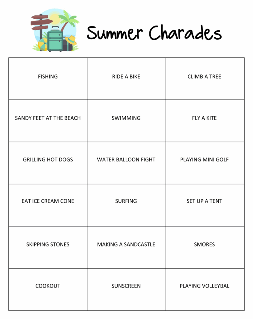 Printable Charades Words For Kids Charades Words Charades For Kids Charades Word List