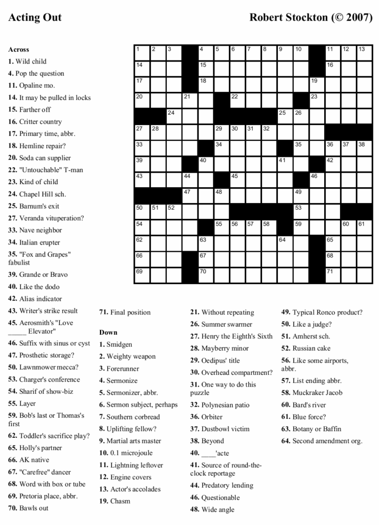 Printable Crossword Newsday Printable Crossword Puzzles
