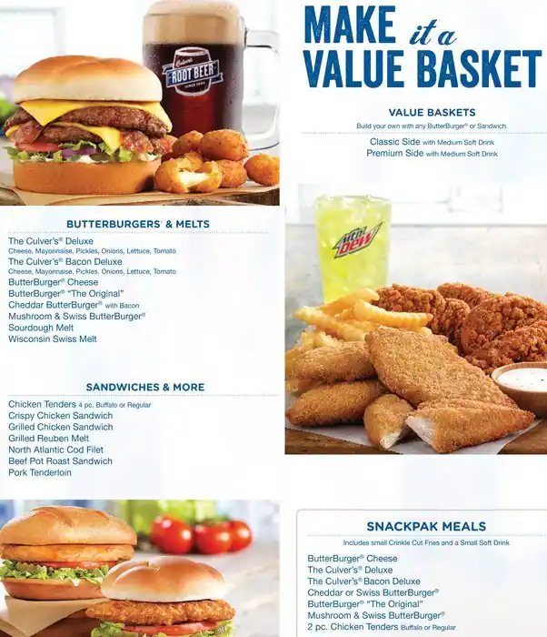 Printable Culver 39 s Menu