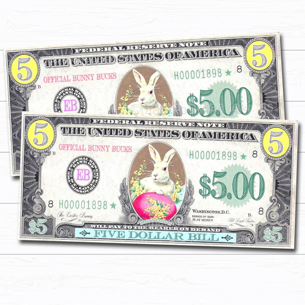 Printable Easter Bunny Money Play Bunny Bucks Easter Bunny Dollar Bill Kids Morning Activity