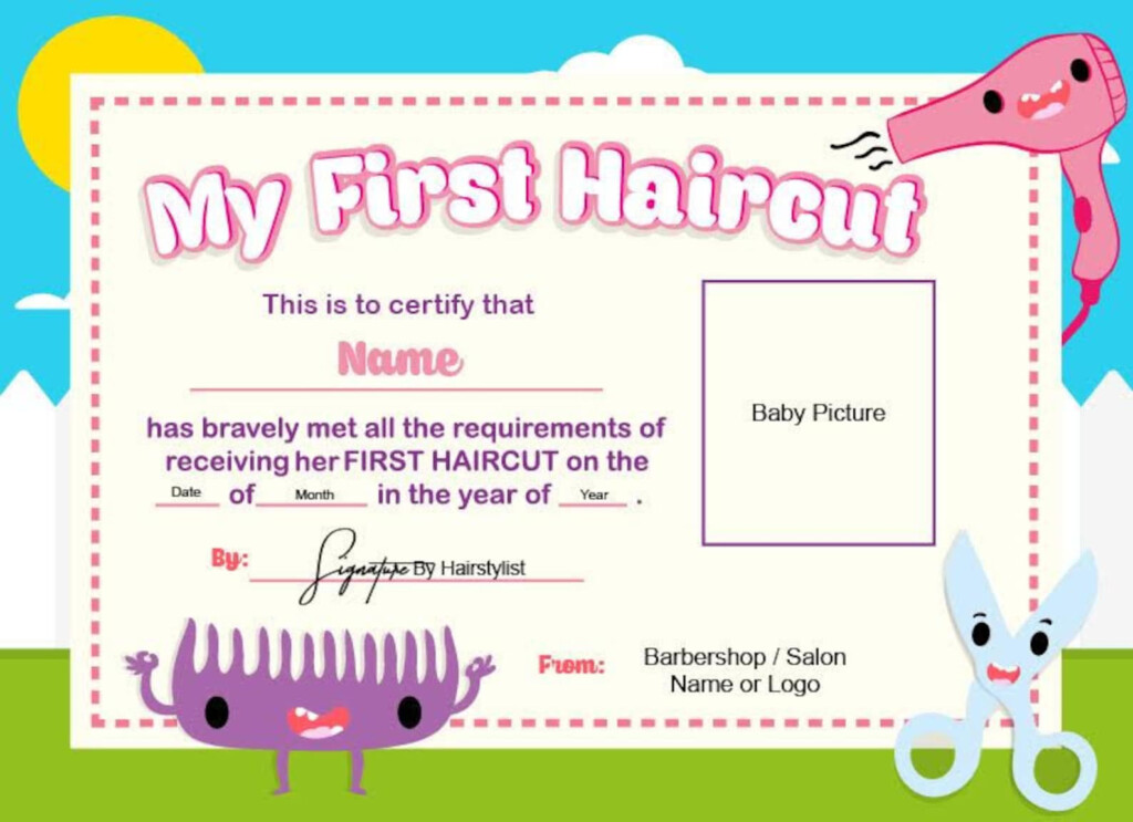 Printable First Haircut Certificate