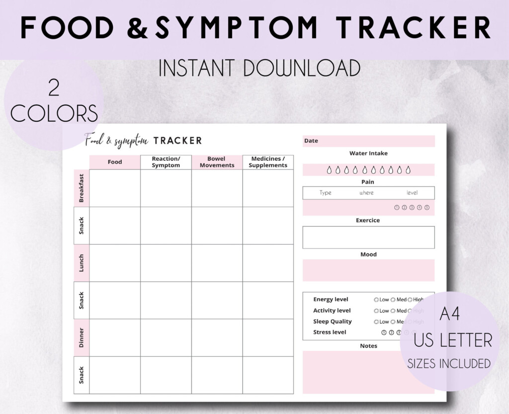 Printable Food Symptom Tracker IBS Symptom Tracker Food Etsy Canada