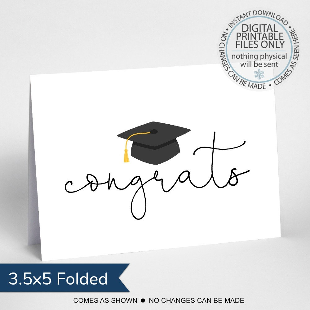 Printable Graduation Card Congratulations Graduate Folding Etsy