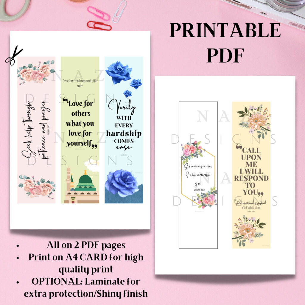 Printable Islamic Bookmarks Quran Bookmarks Islamic Bookmarks Ramadan Gifts Eid Gifts Instant