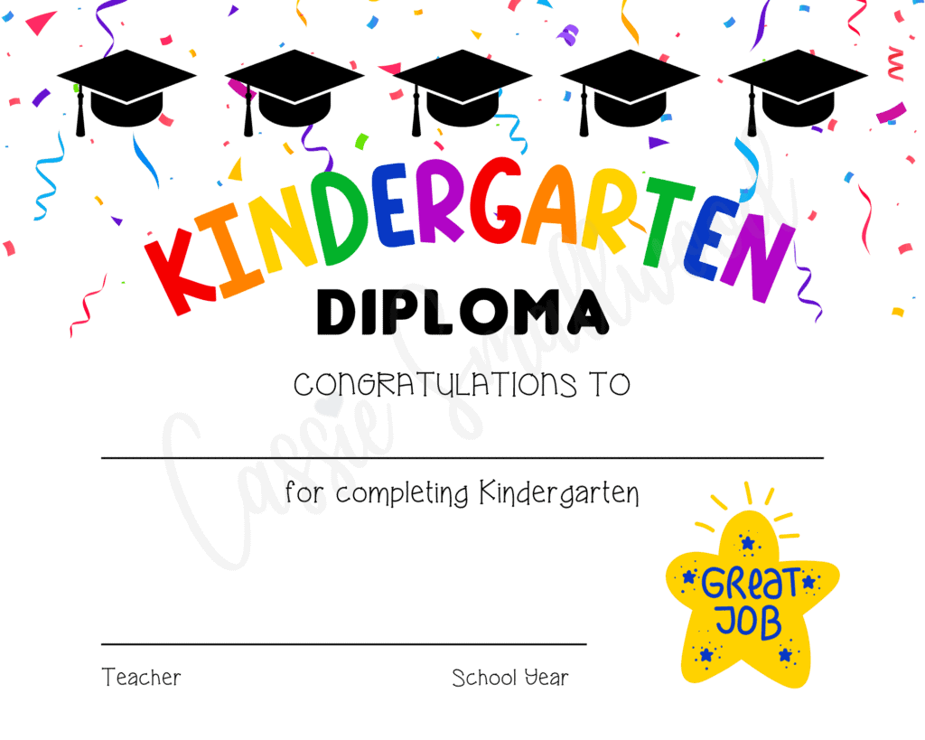 Printable Kindergarten Graduation Free Template Design