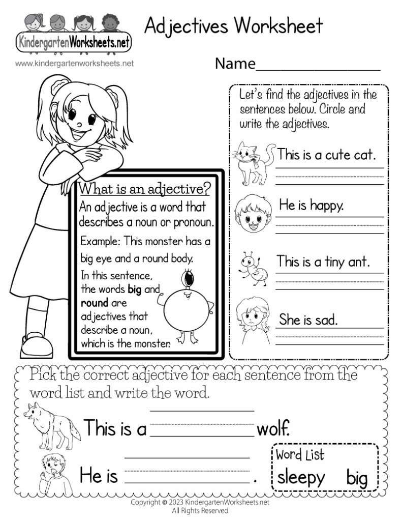 Printable Kindergarten Worksheets English