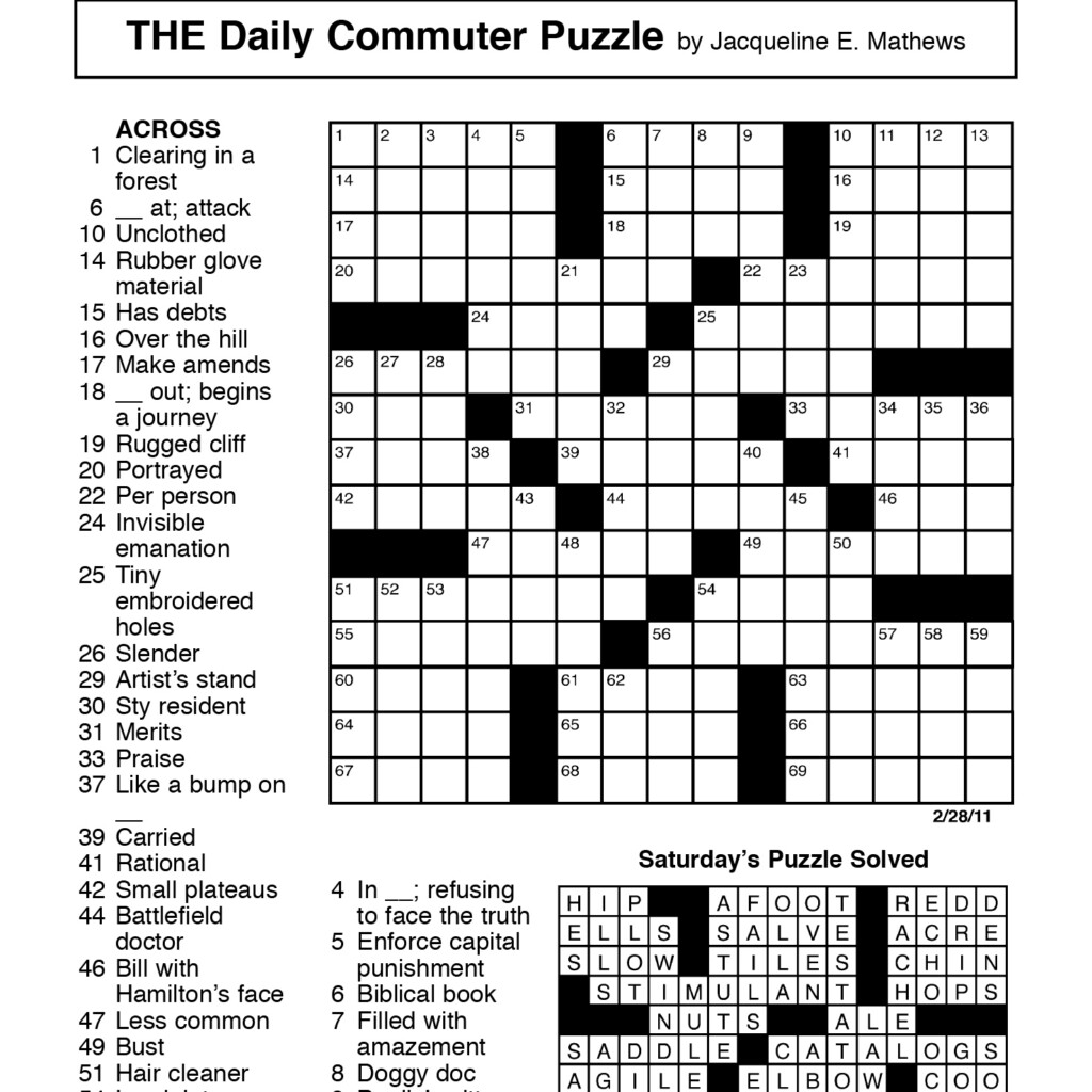 Printable La Times Crossword Puzzle Customize And Print