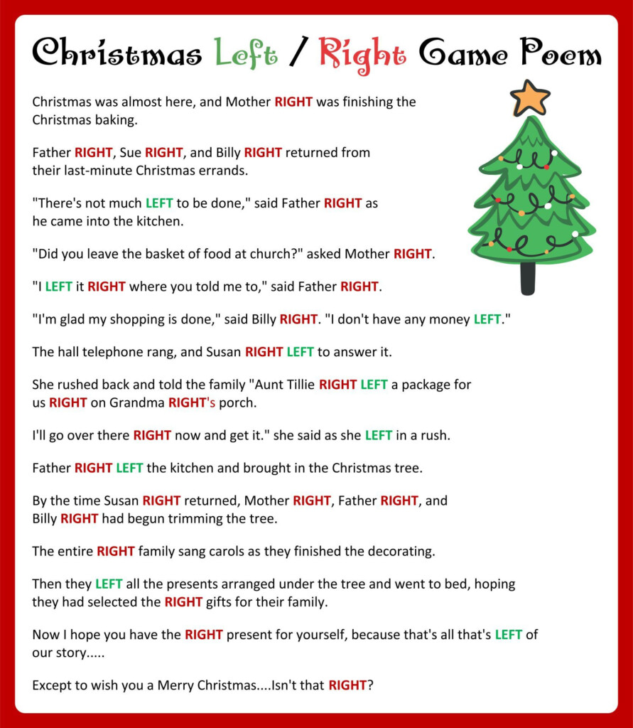 Printable Left Right Christmas Game Left Right Christmas Game Free Christmas Games Christmas
