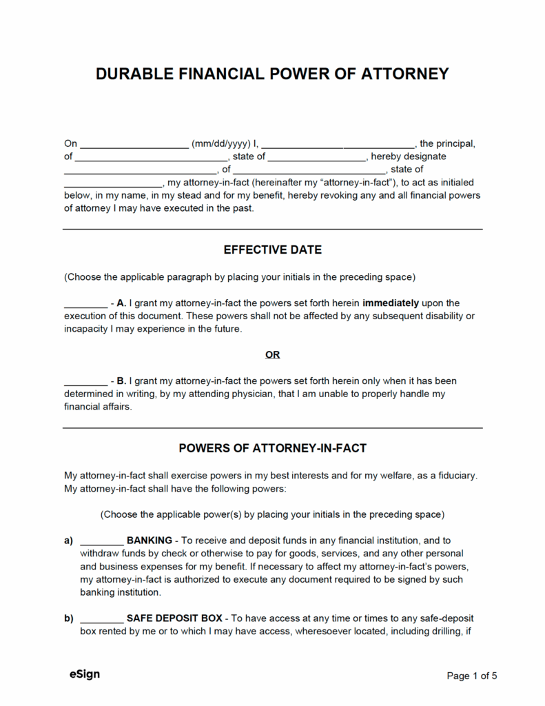 Printable Power Of Attorney Forms