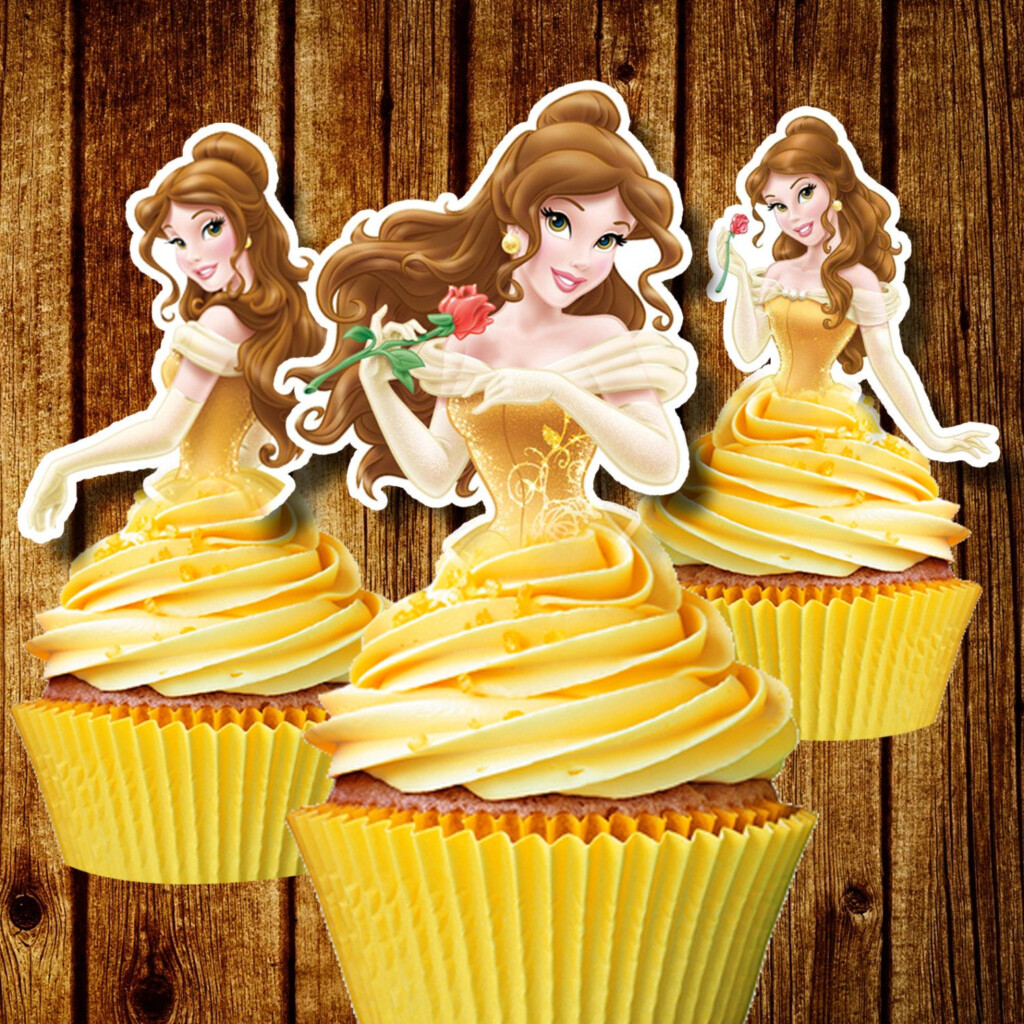 PRINTABLE Princess Belle Cupcake Toppers Beauty The Beast Etsy Princess Printables