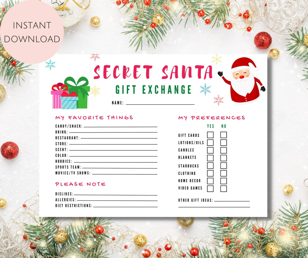 Printable Secret Santa List